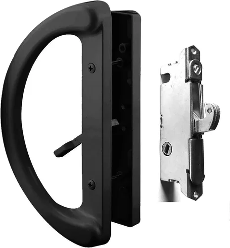 Juego de manijas de puerta corrediza de vidrio para patio con cerradura de mortaja de 45°, adecuado para puertas corredizas de vidrio de patio con
