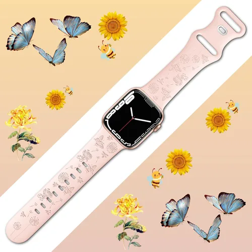 Miniatura 3 de Bandiction Correa Deportiva Grabada Compatible con Apple Watch de 42mm 44mm 45mm 49mm, Correa de Silicona Suave Resistente al Agua para iWatch Apple