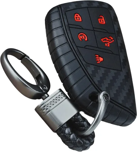 Miniatura 3 de Cubierta de llave de 5 botones de carbono y silicona para Chevrolet Silverado 1500 2500 Equinox RS y GMC Sierra y Buick Envision 2021 2022 2023 2024