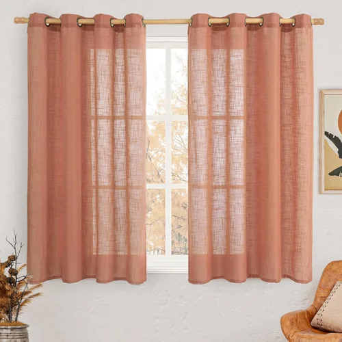Miniatura 151 de LAMIT Cortinas de lino sintético para dormitorio, paneles filtrantes de luz, cortinas de lino con protección de privacidad con ojales para ventanas