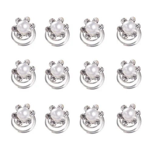 Miniatura 13 de Vpang 12 horquillas en espiral para el cabello, espirales, espirales, pinzas para el cabello para boda, novia, diamantes de imitación de perla, Tipo