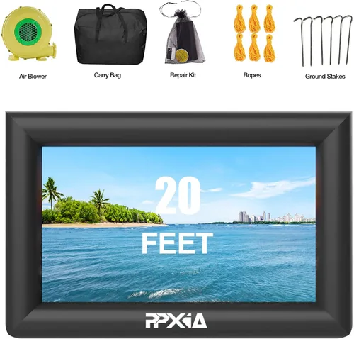 Miniatura 7 de Pantalla de cine inflable para exteriores de 20 pies, pantallas inflables de proyección frontal y trasera con soplador de aire, lo mejor para noches
