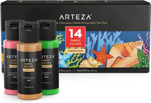 Miniatura 16 de ARTEZA Pintura para tela, juego de 60, pintura 3D permanente, pintura permanente para decorar camisetas, cerámica, textiles y vidrio metálico