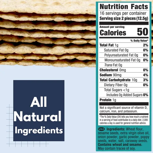 Miniatura 2 de Snacktery Everything Flatbread Crackers - Galletas finas totalmente naturales en 8 paquetes que se mantienen frescos, galletas de pan planas