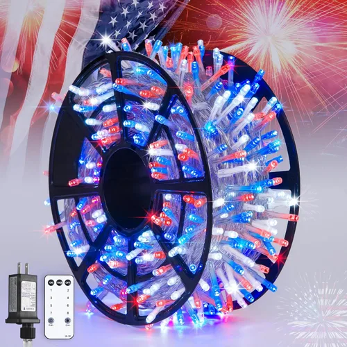 Miniatura 37 de JMEXSUSS 150 luces LED azules de Navidad para interiores y exteriores, luces de cadena conectables de 59 pies con enchufe, 8 modos de luces de hadas