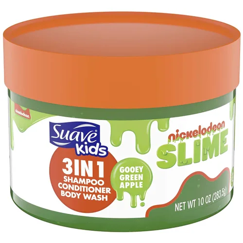 Miniatura 10 de Suave Champú para niños, acondicionador, gel de baño 3 en 1 para facilitar la limpieza de manzana verde pegajosa, sin desgarros, 10 onzas