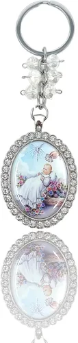 Miniatura 2 de 12 llaveros de diamantes con diseño de bautizo para bebés, niños y niñas, recuerdos de bautizo, regalo para invitados, recuerdos de bautizo, plateado