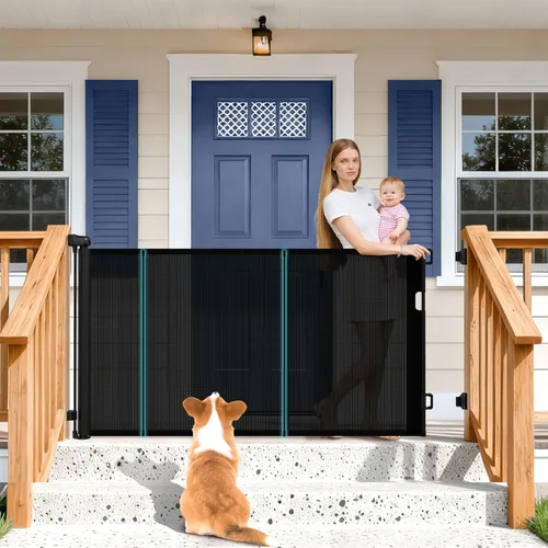 Miniatura 22 de Puertas retráctiles para bebés de 180 pulgadas extra anchas, puerta retráctil para perros de 42 pulgadas extra alta para entradas, actualización