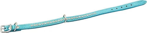 Miniatura 3 de Collar de perro de cuero y cristales de OmniPet Signature, cuero de grano de violeta africana de avestruz, se ajusta a un tamaño de cuello de 6"-8