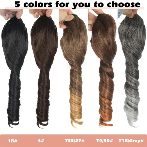 Miniatura 3 de KRSI Extensión de cola de caballo corta con cordón de 14 pulgadas para mujeres negras, cabello negro rizado, cola de caballo ondulada, piezas