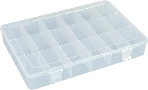 Miniatura 4 de Caja de almacenamiento organizadora de hilo de coser de 15 rejillas grandes, con divisores ajustables, soporte de plástico transparente