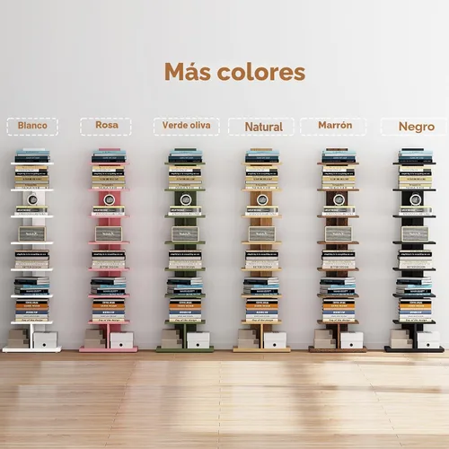 Miniatura 5 de TUTOTAK - Estantería estrecha, estantería de 8 niveles, estante de libros con espacio para la columna para espacios pequeños, estante de esquina