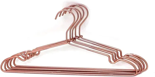 Miniatura 5 de Paquete de 30 perchas de metal de 16.5 pulgadas con alambre para ropa superior para ropa, ropa, abrigos, trajes, en acabado dorado cobre