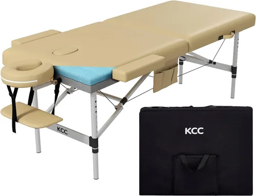 KCC Mesa de Masaje Portátil de Espuma Viscoelástica, Cama de Tatuajes Plegable para Pestañas, Altura Ajustable, 28 Pulgadas de Ancho, Accesorios