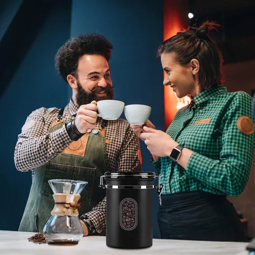 Miniatura 6 de Recipiente de café hermético de 60.9 fl oz con rastreador de fecha y ventana transparente, recipiente de café de 22.8 onzas líquidas con cuchara
