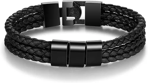 Miniatura 3 de Pulseras personalizadas con nombre para hombre, pulsera de cuero trenzado personalizada con 1-8 nombres grabados, pulsera con nombre personalizado
