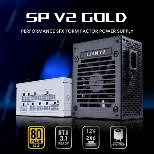 Miniatura 2 de Lian Li Fuente de alimentación SP750 V2 Gold SFX de 750 vatios Cable nativo de 12V-2x6 - Bajo ruido - Eficiencia Gold 80+ - Cumple con ATX 3.1