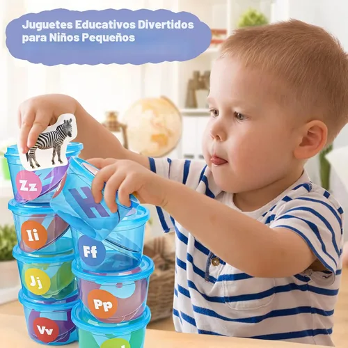 Miniatura 5 de Joyreal Juguetes de aprendizaje del alfabeto para niños pequeños – 26 clasificadores de sopa del alfabeto con 245 tarjetas flash para conciencia