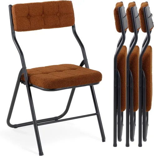 Miniatura 8 de Juego de 4 sillas plegables acolchadas, sillas plegables resistentes con cojín, juegos portátiles y cómodos para comedor, oficina, fiesta, mesa