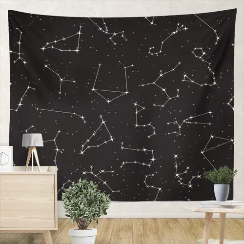 Tapices del zodiaco Constelaciones en la noche Cielo Estrella Aries Tauro Géminis Leo Virgo Libra Escorpio Dormitorio Sala de Estar Aula Casa Tapiz