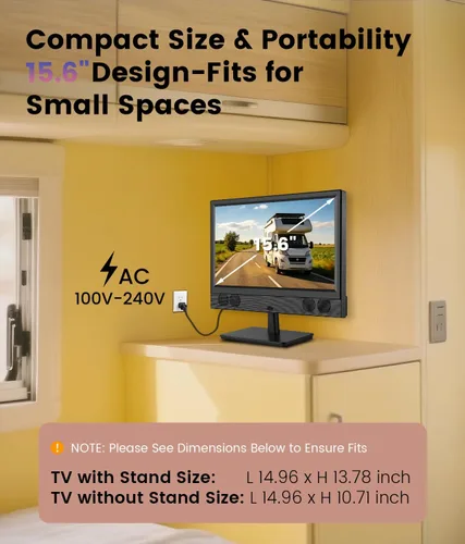 Miniatura 2 de Feihe Smart TV pequeño de 15.6 pulgadas - Televisión inteligente de pantalla plana compacta Full HD 1080p con Wi/Fi, Bluetooth, control remoto por