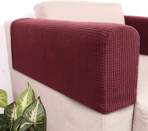Miniatura 4 de BESPORTBLE Fundas elásticas para reposabrazos de sofá, 4 piezas, protectores universales para brazos de silla, fundas de forro polar suave