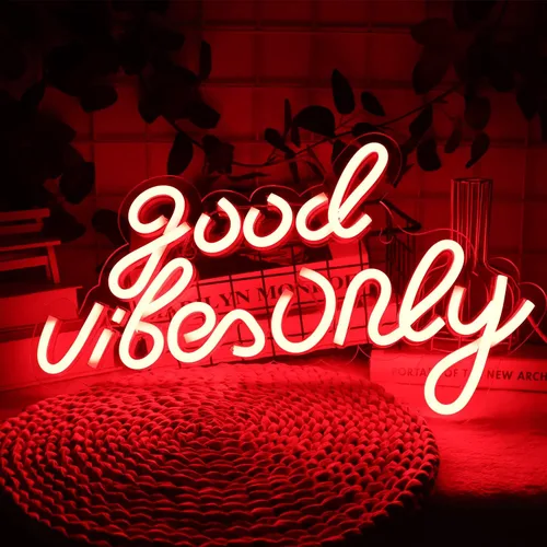 Miniatura 9 de Good Vibes Only - Letreros de neón para decoración de pared, luces de neón, letreros LED adecuados para sala de estar, bar de cerveza, sala de Blanco