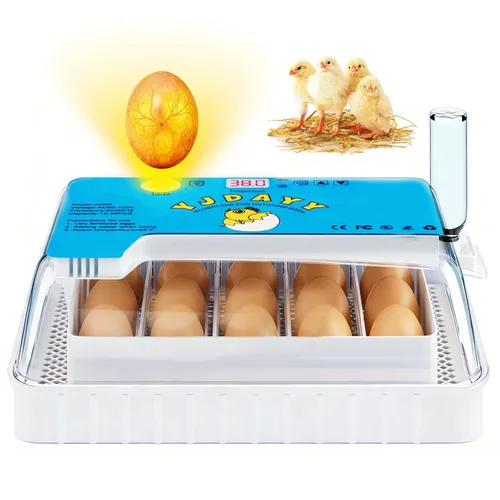 Incubadoras para incubar huevos de 15 a 35 huevos con giro automático de huevos y pantalla de temperatura ℉ Incubadora LED de aves de corral para