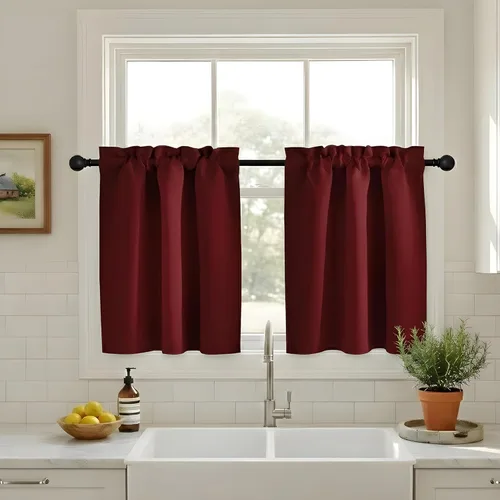 Miniatura 8 de NICETOWN Cenefas de Ventana Opacas con Aislamiento Térmico para Guardería - Paneles de Cortina con Bolsillo para Barra de Decoración del Hogar