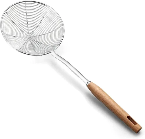 Miniatura 10 de IQCWOOD Colador de araña, colador de alambre de acero inoxidable de 5.5 pulgadas, cucharón para freír pasta, utensilios de cocina Asian Wire