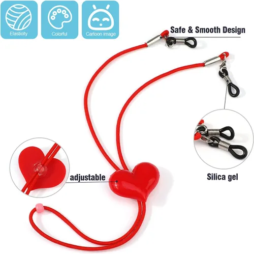 Miniatura 4 de Hifot Paquete de 10 correas para lentes para niñas, ajustador elástico para gafas, cordón de cadena para máscara