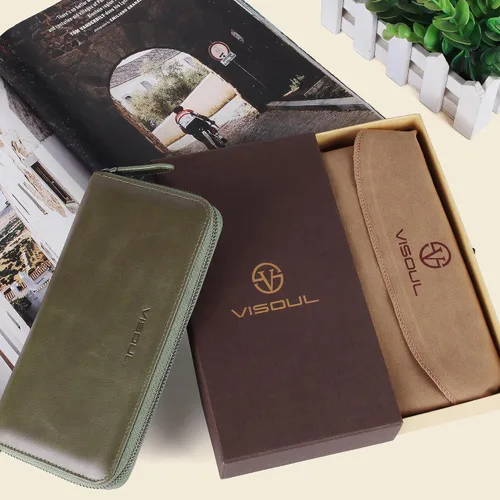 Miniatura 72 de VISOUL Cartera larga de cuero con cremallera para hombres y mujeres con bloqueo RFID, cartera larga de embrague grande con cremallera, Negro