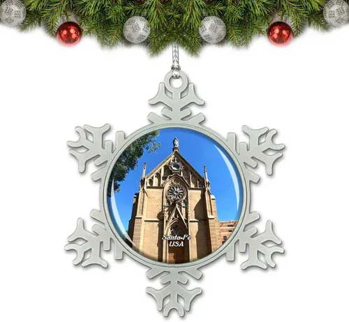 Estados Unidos América Loretto Chapel Santa Fe Adorno de Navidad Decoración Árbol Decoración Cristal Metal Recuerdo Regalo