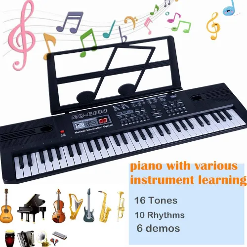 Miniatura 2 de Semart Teclado de piano para niños Teclado eléctrico de música digital de 61 teclas para principiantes piano portátil w/LCD pantalla micrófono cable