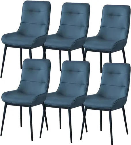 AYARNA Juego de 6 sillas de cocina y comedor de piel sintética, sillas de mostrador para sala de estar, patas de metal resistentes, sillas de Azul