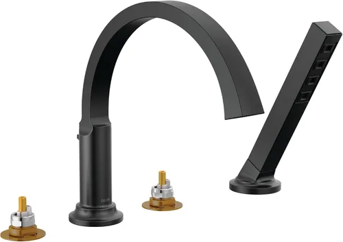 Miniatura 9 de Delta Tetra - Grifo de bañera romana con ducha de mano, grifo de bañera dorado cepillado, bronce champán T4788-CZ-PR-LHP