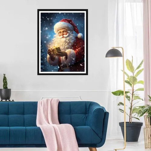 Miniatura 3 de SKRYUIE Kits de pintura de diamantes de Papá Noel 5D – Kits de arte de diamantes para adultos Navidad, taladro redondo completo, punto de cruz