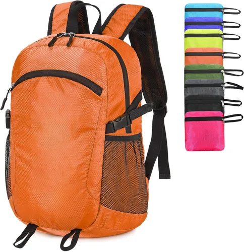 Miniatura 16 de Mochila de senderismo pequeña de 35 litros de largo, ligera, plegable, resistente al agua, para mujeres y hombres, campamento (gris)