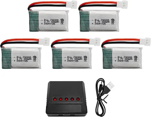 Batería de litio de 5 unidades de 3.7 V 300 mAh 25C con cargador 5 en 1 para Syma X11 X11C WLToys V911S A120 XK A150 V966 FX801 UDI U830 U816A
