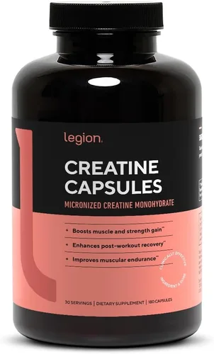 LEGION Suplemento de monohidrato de creatina micronizada - Polvo de creatina limpia para ganancia muscular y recuperación después del entrenamiento