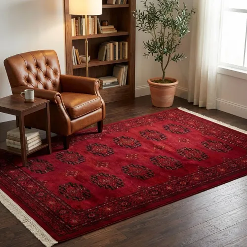 Miniatura 13 de Unique Loom Tekke Collection - Alfombra de área - Khabour (2' 7" x 12' corredor rojo/negro)
