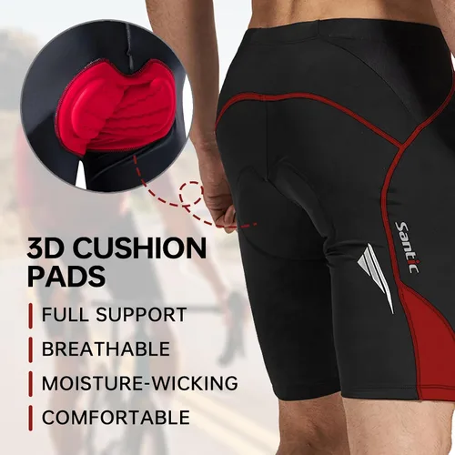Miniatura 10 de Santic Pantalones cortos de ciclismo para hombre, pantalones acolchados para ciclismo, ropa de ciclismo