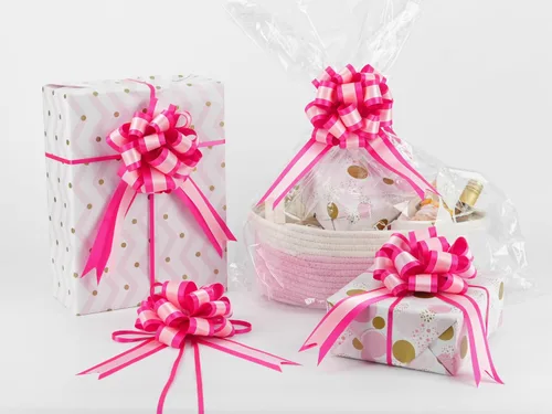 Miniatura 20 de HUIHUANG Lazos Rosa Fucsia Intenso 12 PCS Lazos de Tirón de Satén Rosa Fucsia 4" x 8" Lazo de Regalo para Envolver Regalos, Cesta de Regalo, Bolsa