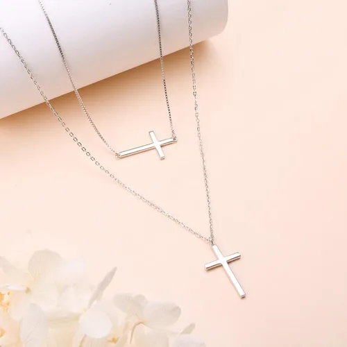 Miniatura 4 de Collar con colgante de cruz de fe de plata esterlina S925, regalo de joyería cristiana para mujer