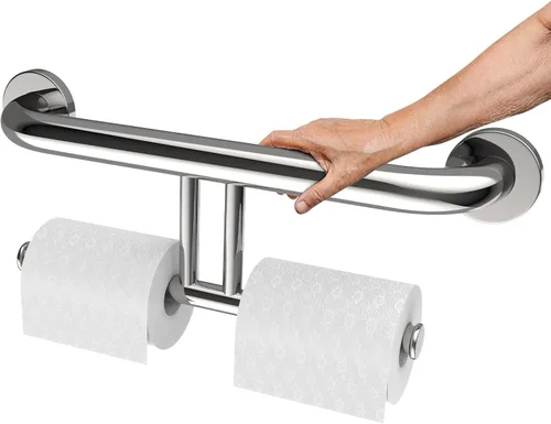 Miniatura 23 de Toallero de níquel cepillado con barra de agarre, mango de soporte equilibrado de seguridad de acero inoxidable de 17 pulgadas, toallero