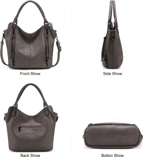 Miniatura 12 de Bolso Hobo oculto para mujer, de piel sintética, bolso cruzado de hombro, bolsa grande con funda desmontable