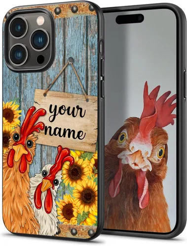 Miniatura 12 de Regalos personalizados para amantes del pollo, diseño de girasol, granja, pollo, funda de teléfono personalizada para iPhone 17 16 15 14 13 12 11