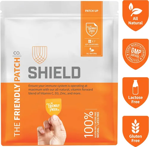 Miniatura 8 de The Friendly Patch Shield - Parche de apoyo inmunitario Potenciadores inmunológicos portátiles para adultos con vitamina D3, C y zinc 28 parches
