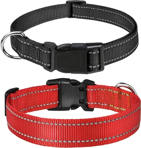 Miniatura 6 de Collares reflectantes de nailon para perros, con hebilla de liberación rápida, collares de nailon de seguridad ajustables para perros pequeños