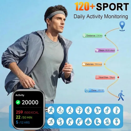 Miniatura 3 de BOOOMIC Reloj inteligente para hombres y mujeres con Alexa integrado, 1.83 pulgadas HD Full Touch, llamadas Bluetooth, monitor de sueño